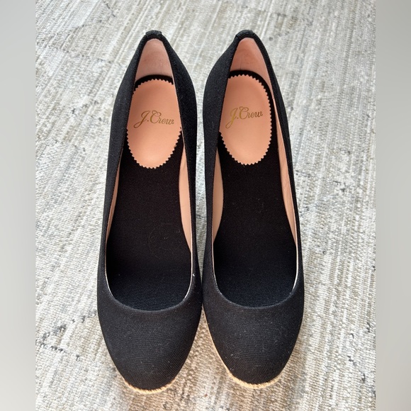 NIB!! J. Crew Black and Tan Espadrille Wedges 6 - Picture 8 of 8